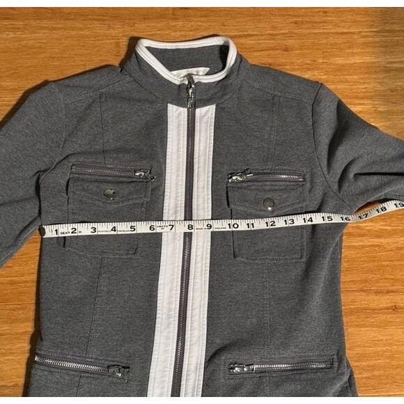 Boston Proper Chic Zippered Sport Coordinate Set - Sporty Gray/White Size Small - Picture 7 of 7